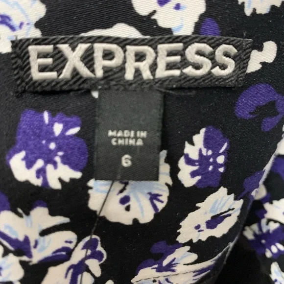 Express Black, White, Purple Floral Pencil Skirt - Picture 2 of 3